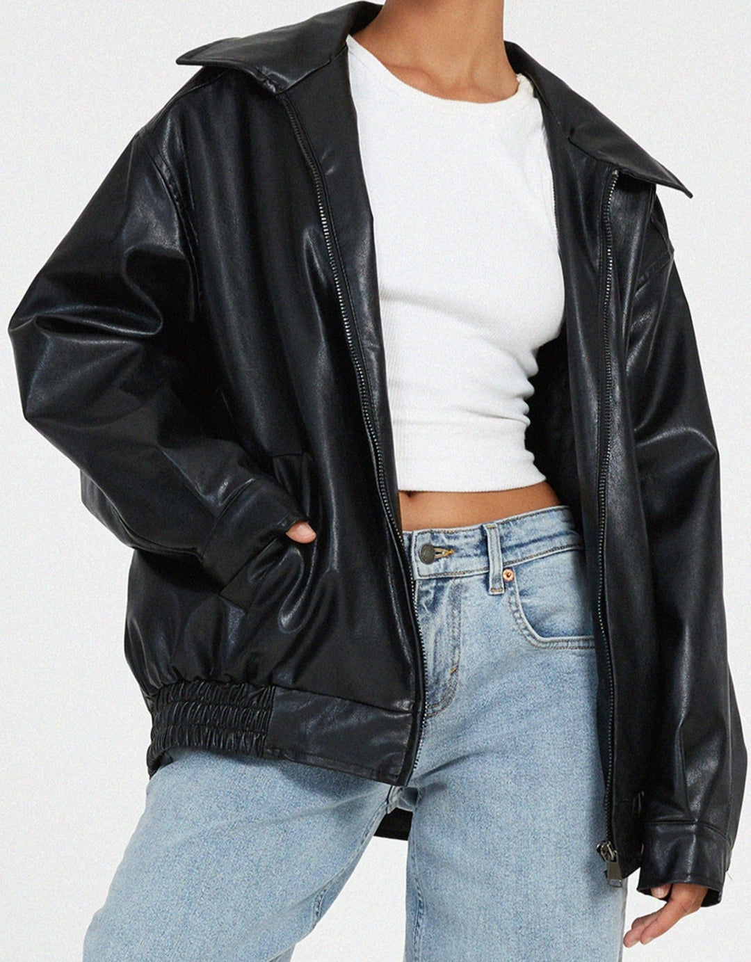 Liza | Loose Leather Jacket