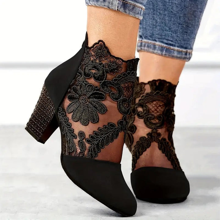 Margaret | Women’s Floral Lace Statement Heels