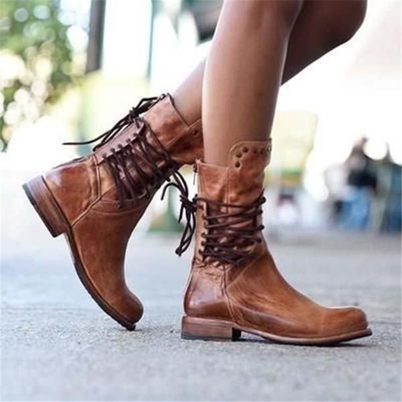 Caithlyn – Womens Vintage Brown Lace-Up Leather Boots