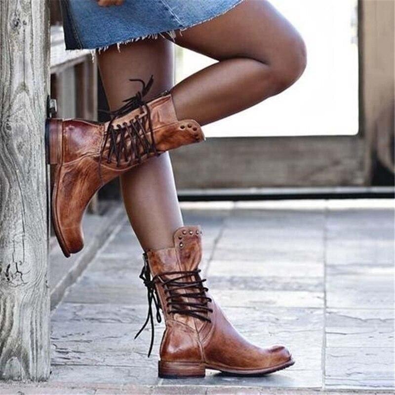 Caithlyn – Womens Vintage Brown Lace-Up Leather Boots