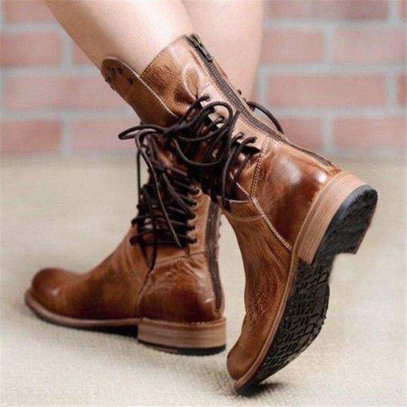 Caithlyn – Womens Vintage Brown Lace-Up Leather Boots