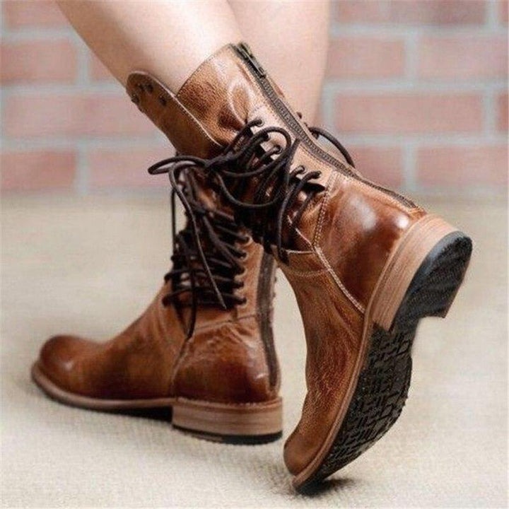 Caithlyn – Womens Vintage Brown Lace-Up Leather Boots