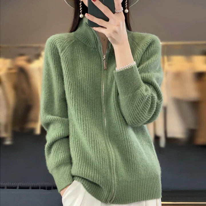 Women’s Winter Half-Zip Knit Sweater – Soft Cozy Zip-Up Jumper