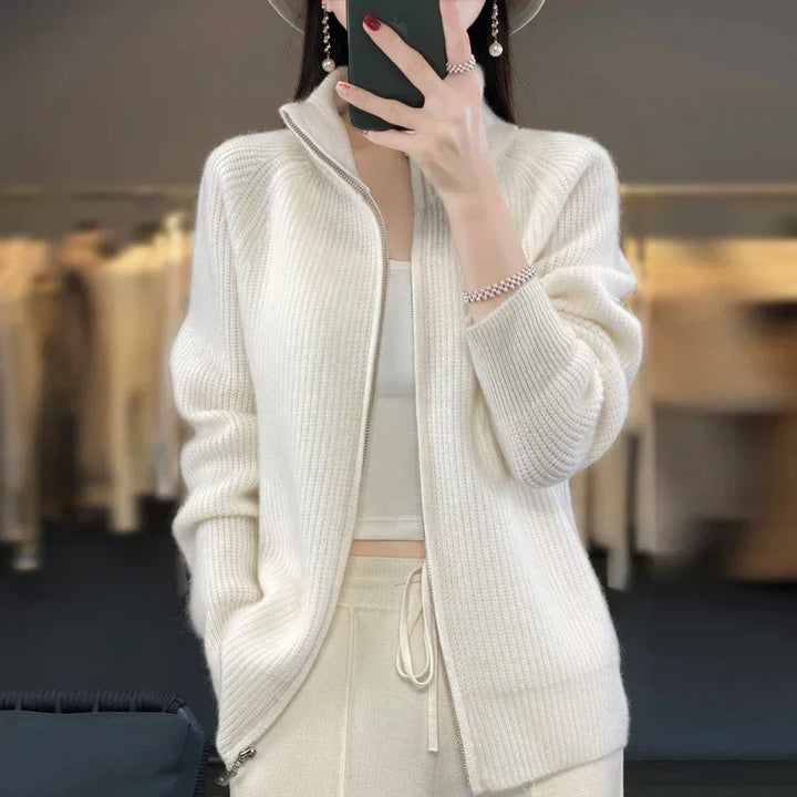 Women’s Winter Half-Zip Knit Sweater – Soft Cozy Zip-Up Jumper