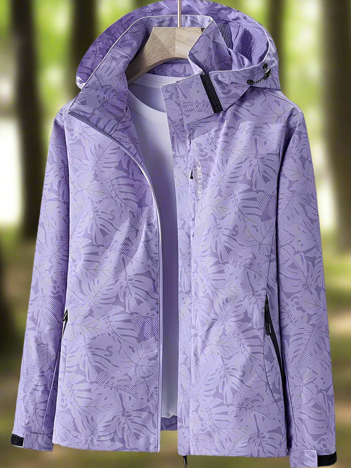 Stacey – Womens Waterproof Winter Hooded Jacket with Leaf Print