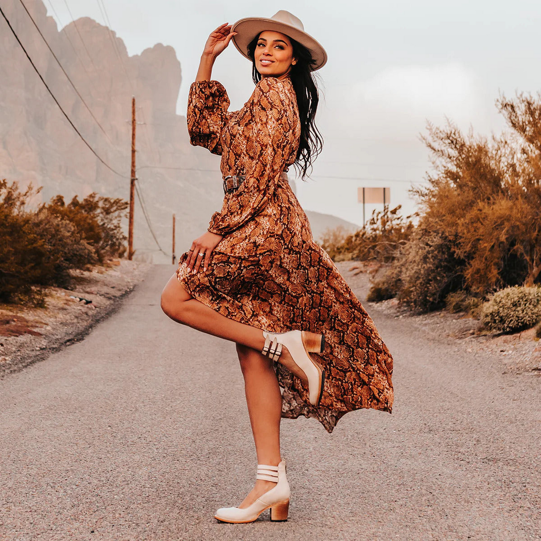 Women’s Vintage Ankle Boots with Buckle Straps & Block Heel