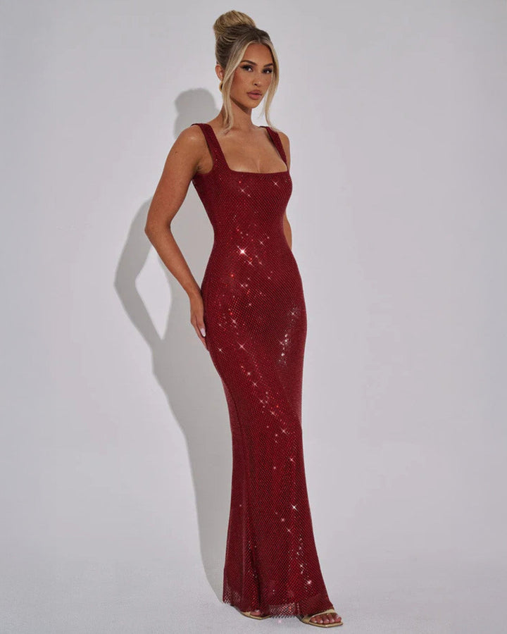Sparkling Embellished Gown – Elegant Full-Length Evening Dress for Christmas & NYE Celebrations