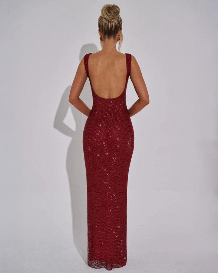 Sparkling Embellished Gown – Elegant Full-Length Evening Dress for Christmas & NYE Celebrations