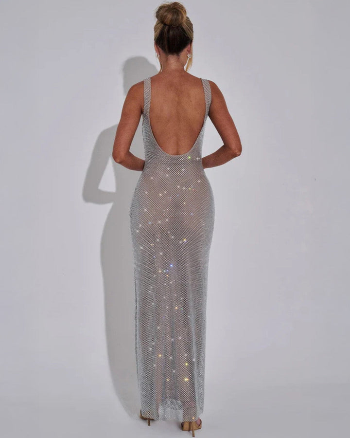 Sparkling Embellished Gown – Elegant Full-Length Evening Dress for Christmas & NYE Celebrations