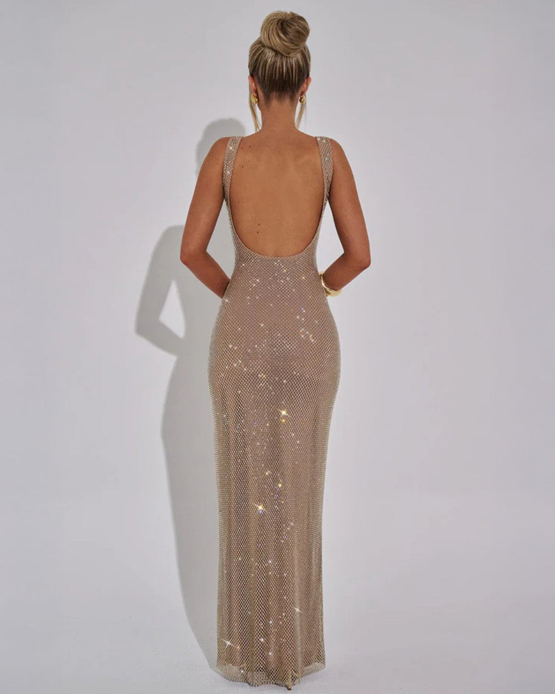 Sparkling Embellished Gown – Elegant Full-Length Evening Dress for Christmas & NYE Celebrations