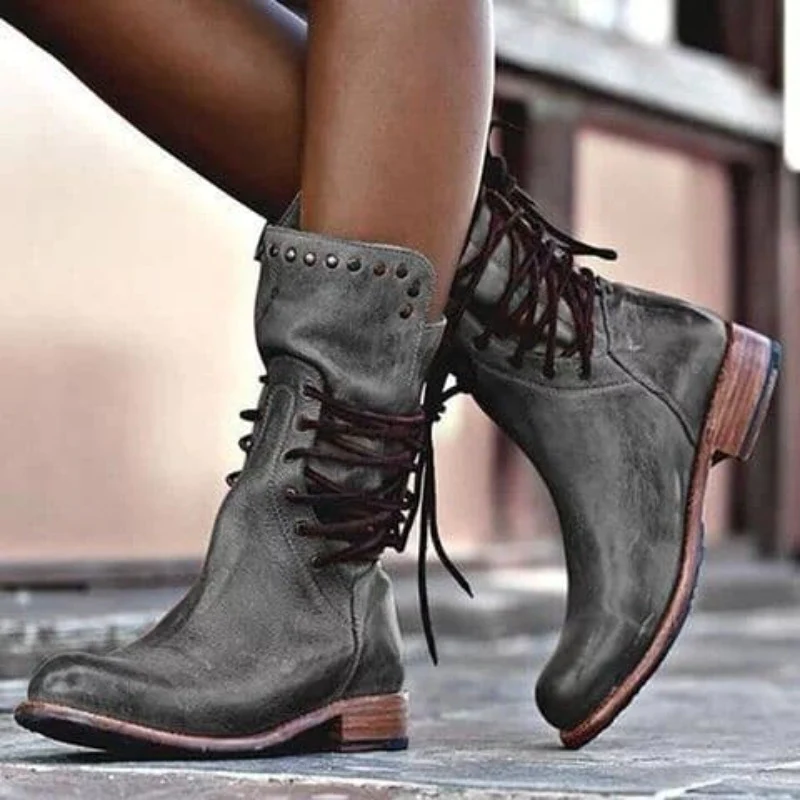 Caithlyn – Womens Vintage Brown Lace-Up Leather Boots