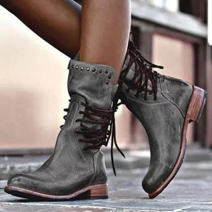 Caithlyn – Womens Vintage Brown Lace-Up Leather Boots