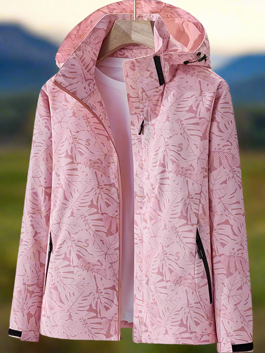 Stacey – Womens Waterproof Winter Hooded Jacket with Leaf Print