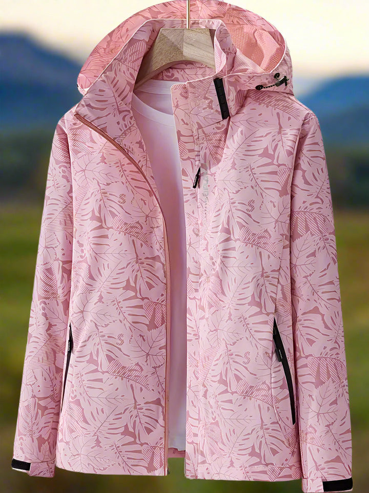 Stacey – Womens Waterproof Winter Hooded Jacket with Leaf Print
