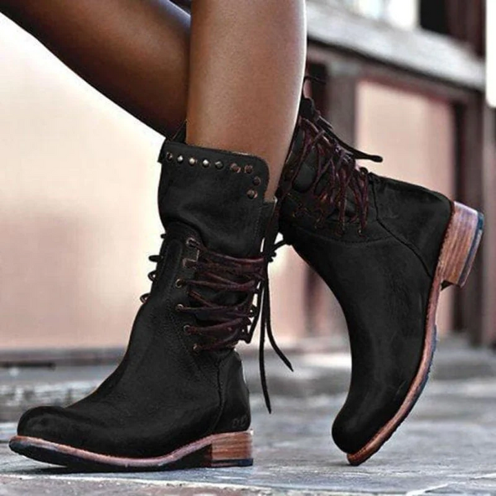 Caithlyn – Womens Vintage Brown Lace-Up Leather Boots