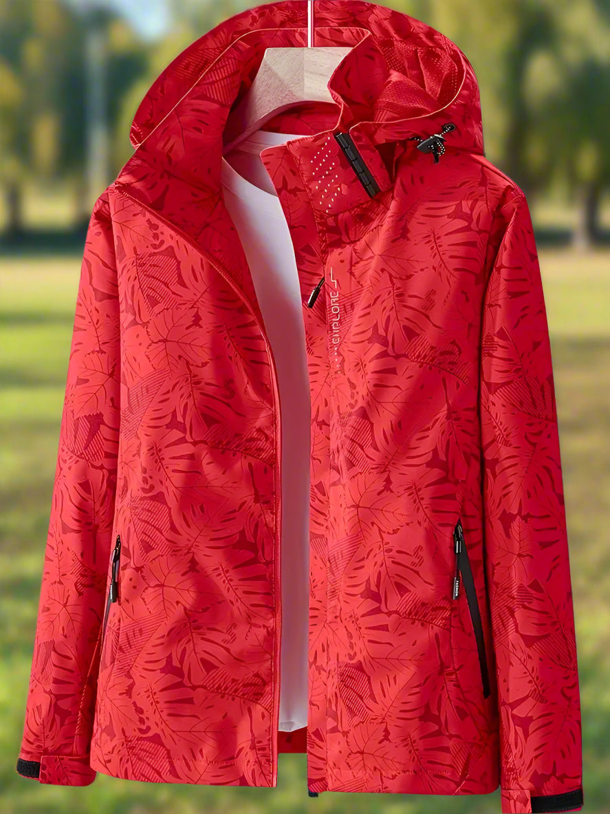 Stacey – Womens Waterproof Winter Hooded Jacket with Leaf Print