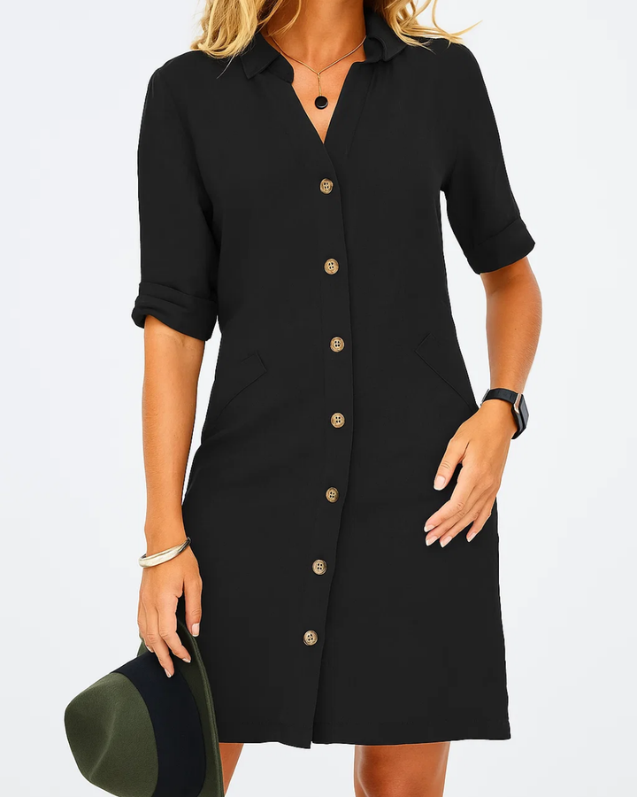 Women's Buttoned Casual Shirt Dress