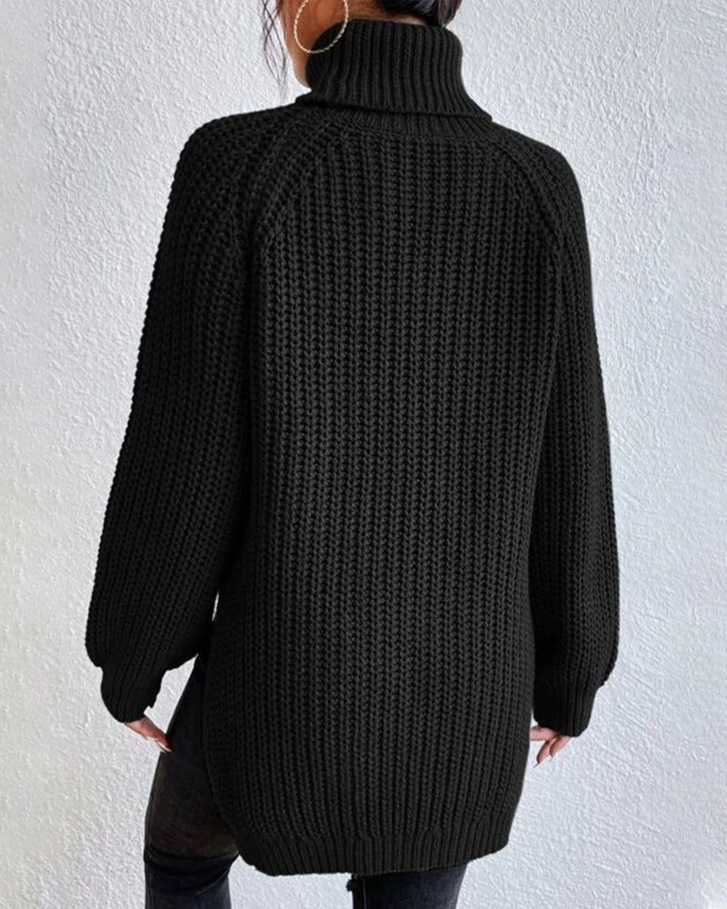 Women’s Chunky Ribbed Turtleneck Jumper – Oversized Winter Knit