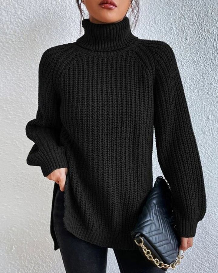 Women’s Chunky Ribbed Turtleneck Jumper – Oversized Winter Knit