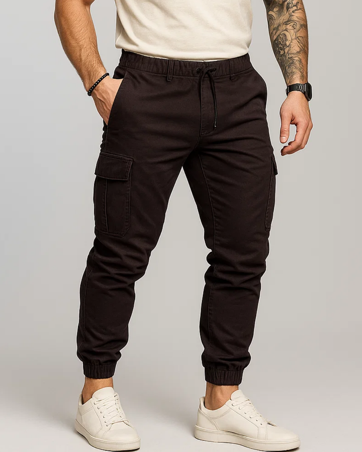Men's Casual Cargo Trousers with Adjustable Drawstring