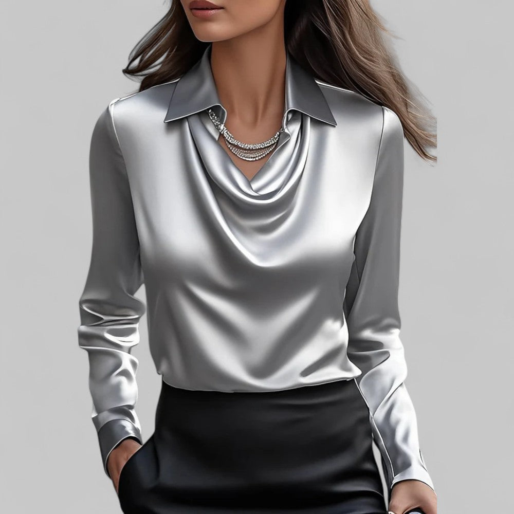 Grace | Women's Elegant Long Sleeve Draped Blouse