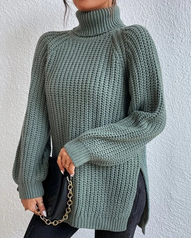 Women’s Chunky Ribbed Turtleneck Jumper – Oversized Winter Knit