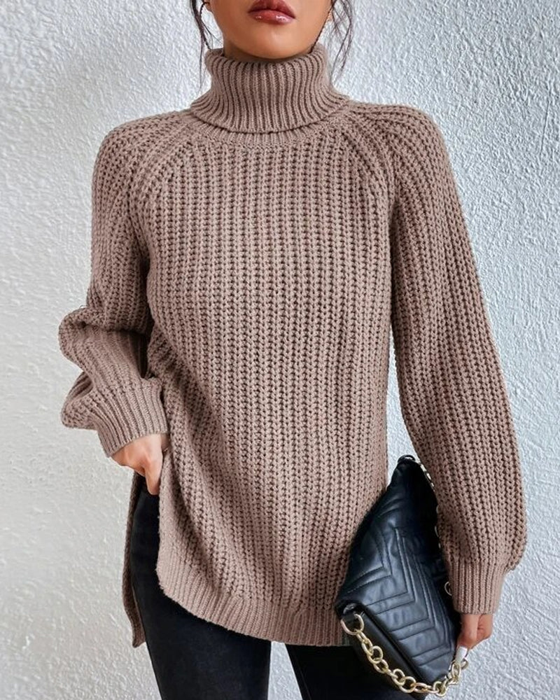Women’s Chunky Ribbed Turtleneck Jumper – Oversized Winter Knit
