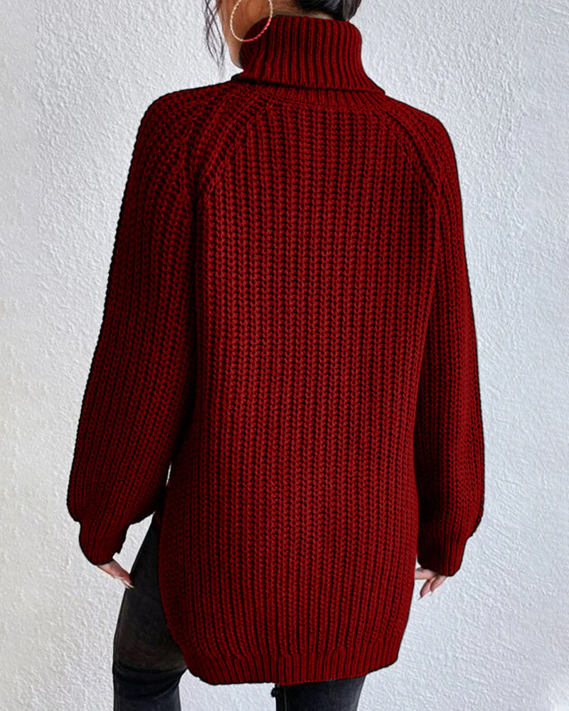 Women’s Chunky Ribbed Turtleneck Jumper – Oversized Winter Knit