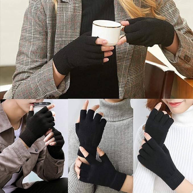 2-Pack Winter Knitted Fingerless Gloves - WarmFlex Set