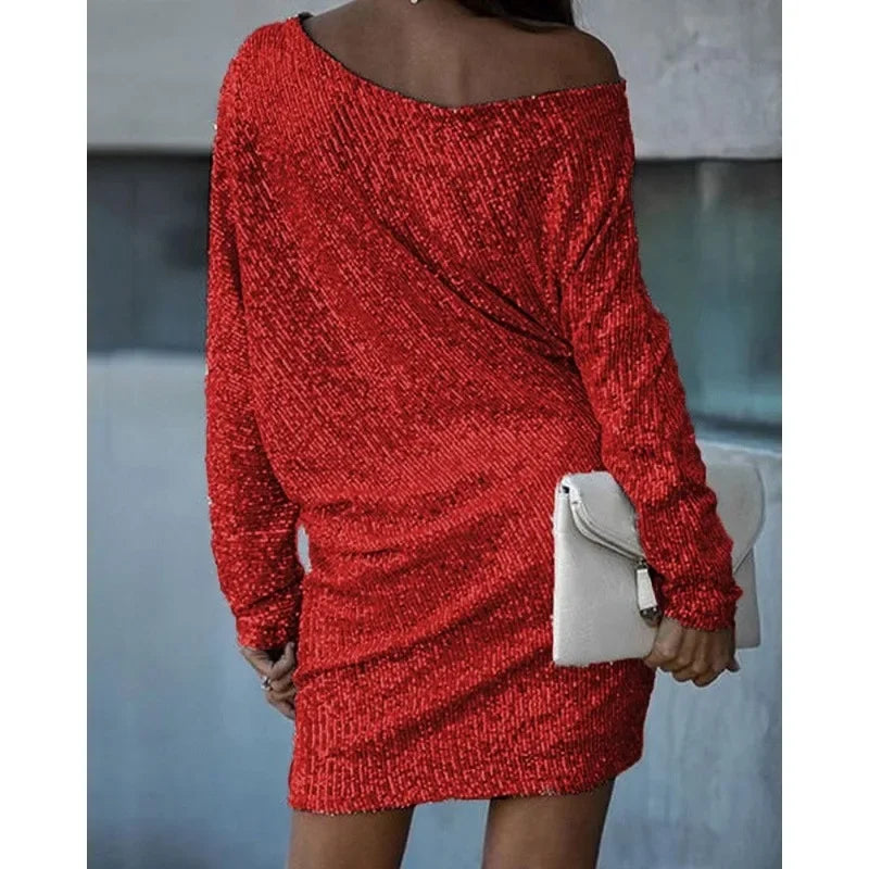 Elegant One-Shoulder Sequin Mini Dress – Effortless Glamour for Special Occasions