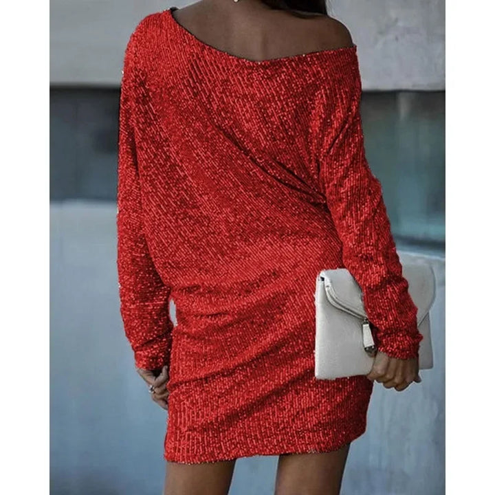 Elegant One-Shoulder Sequin Mini Dress – Effortless Glamour for Special Occasions