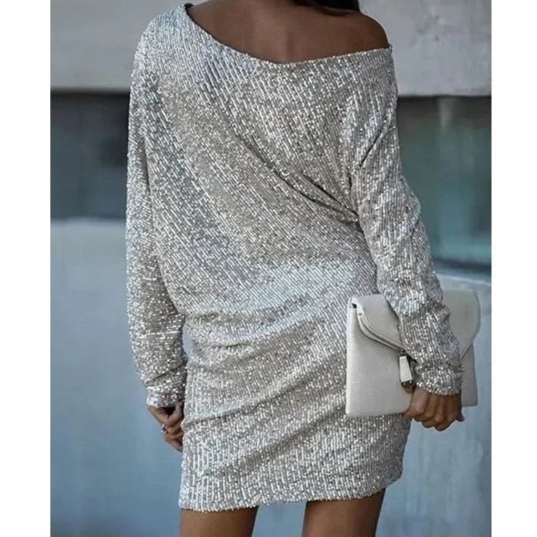 Elegant One-Shoulder Sequin Mini Dress – Effortless Glamour for Special Occasions