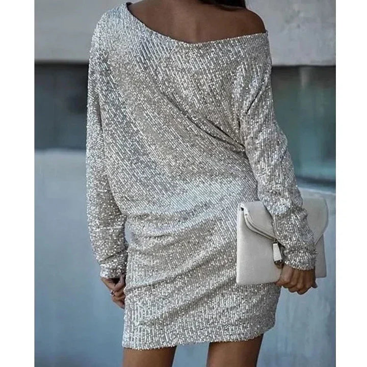 Elegant One-Shoulder Sequin Mini Dress – Effortless Glamour for Special Occasions