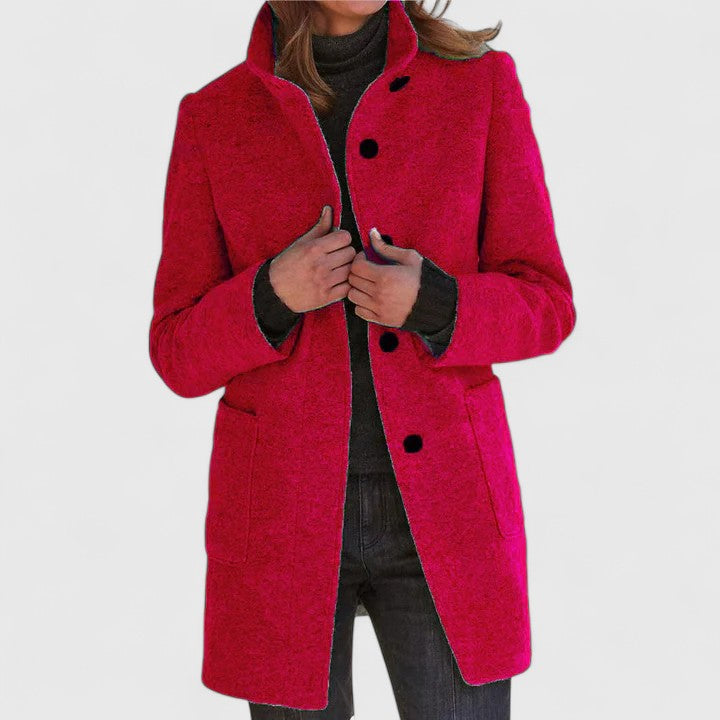 Women’s Wool-Blend Coat with Button Front Closure