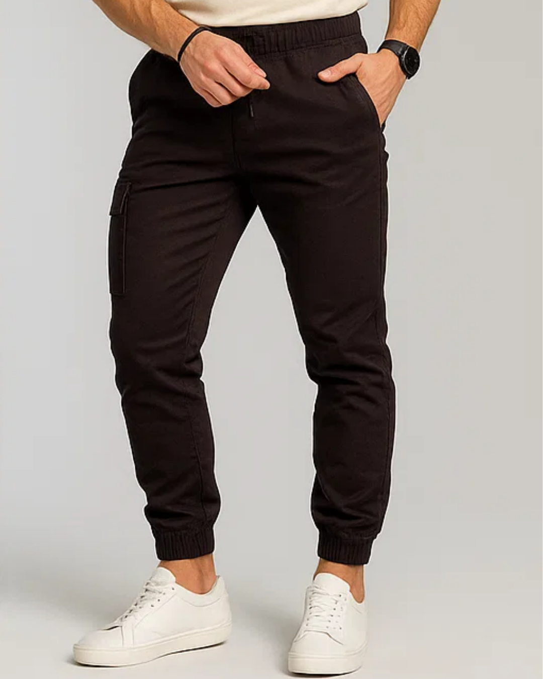 Men's Casual Cargo Trousers with Adjustable Drawstring
