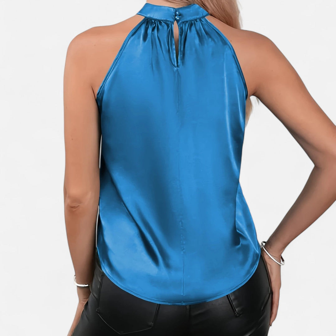 Women’s Satin Halter Neck Top Elegant Sleeveless Party Style