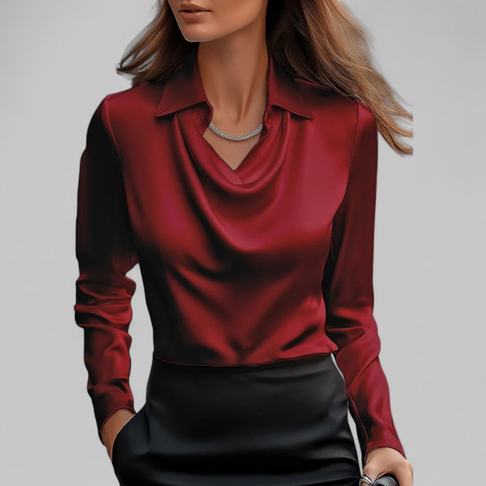 Grace | Women's Elegant Long Sleeve Draped Blouse