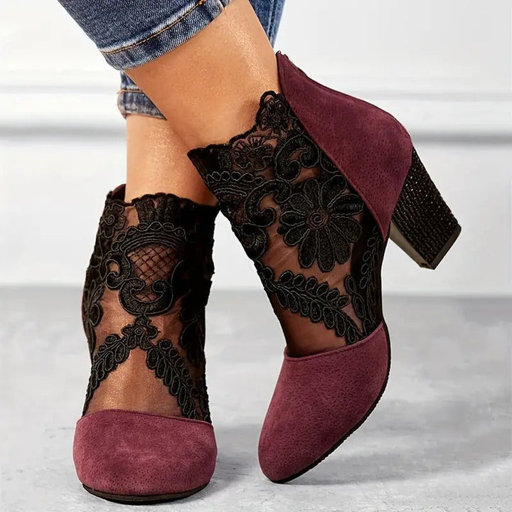 Margaret | Women’s Floral Lace Statement Heels