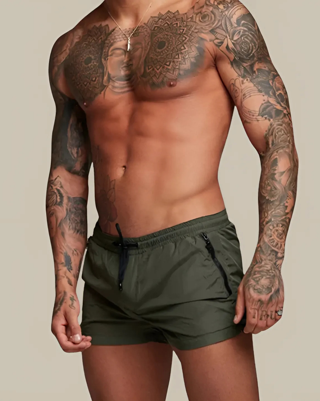 Men's Stretch Swim Trunks With Short Length