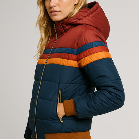 Women’s Waterproof Fleece-Lined Winter Puffer Coat with Hood