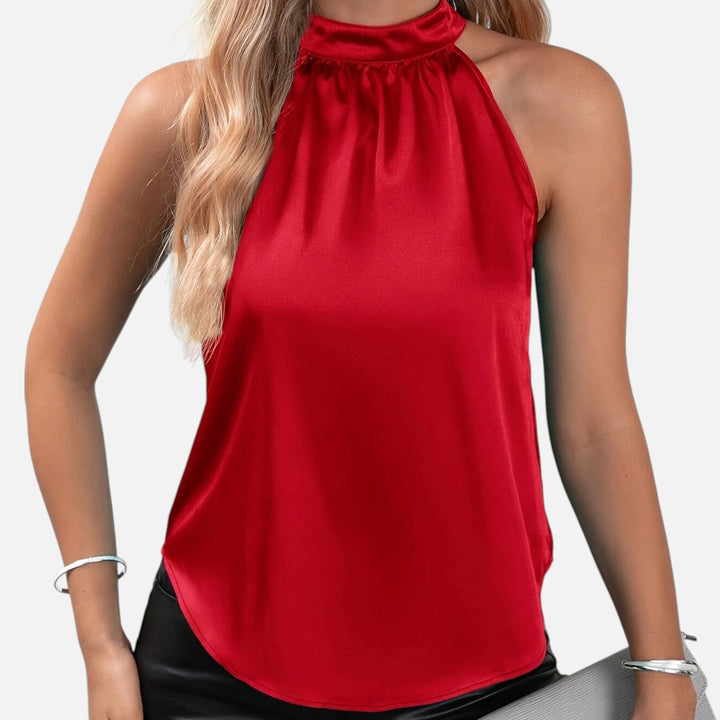 Women’s Satin Halter Neck Top Elegant Sleeveless Party Style