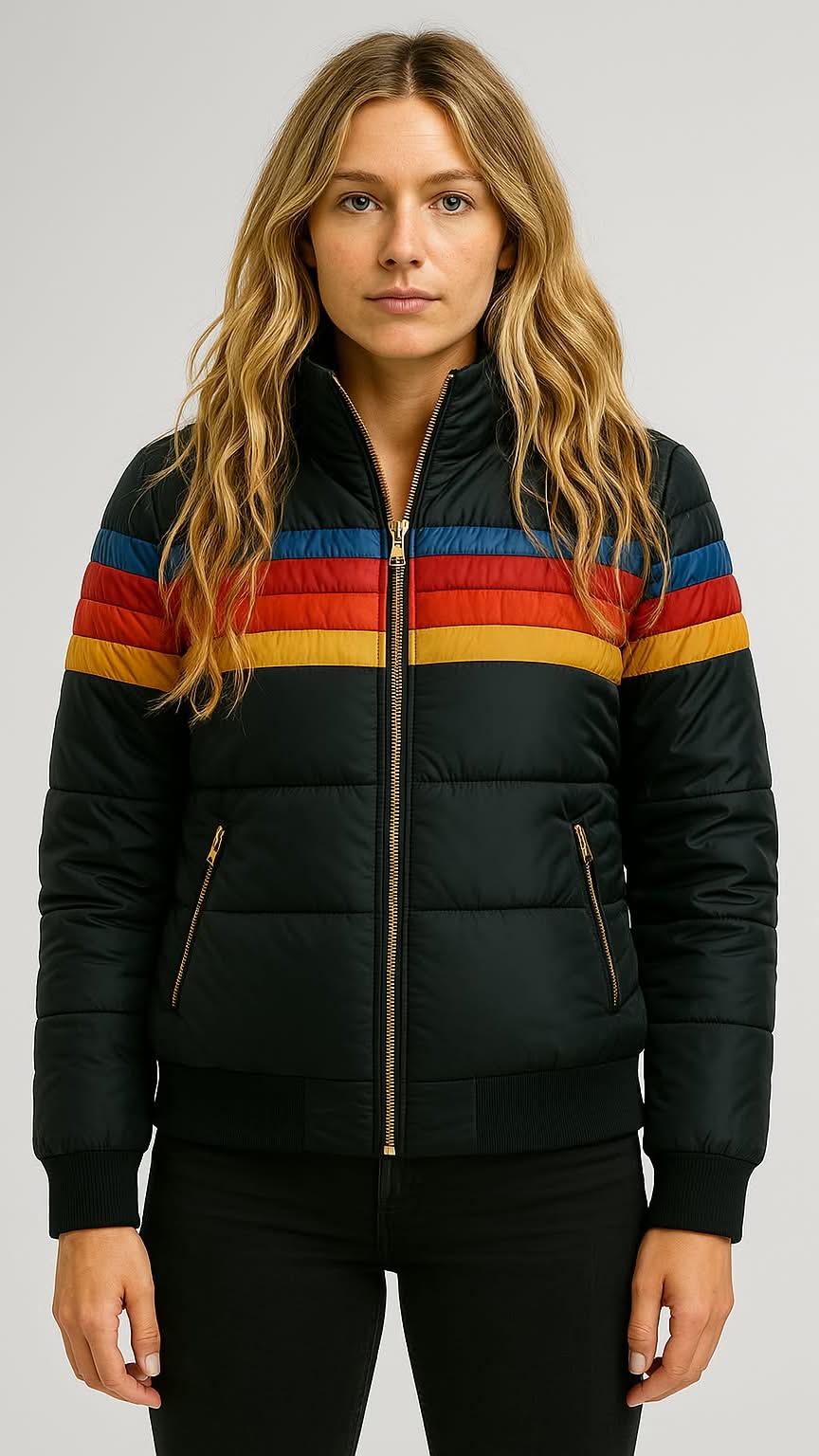 Women’s Waterproof Fleece-Lined Winter Puffer Coat with Hood