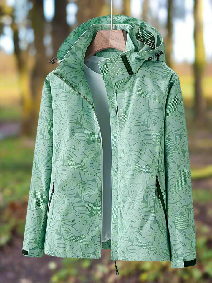 Stacey – Womens Waterproof Winter Hooded Jacket with Leaf Print