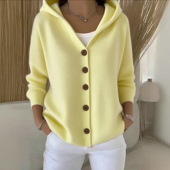 Cozy Hooded Knit Button Winter Cardigan Jacket for Women