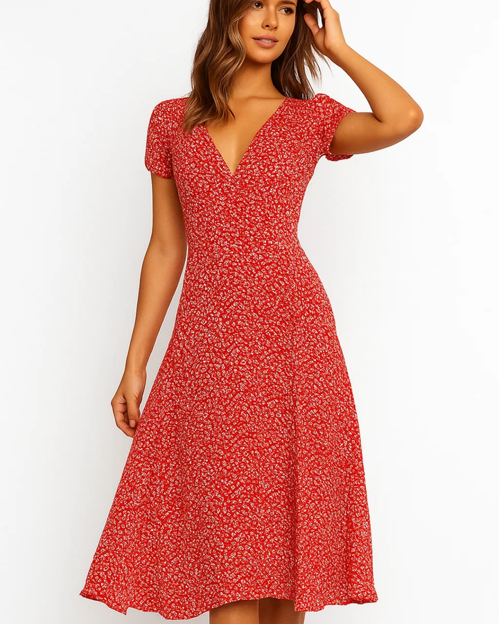 Women's Summer Dress With V-Neckline