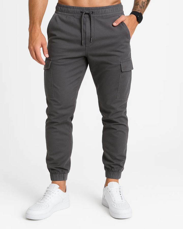 Men's Casual Cargo Trousers with Adjustable Drawstring