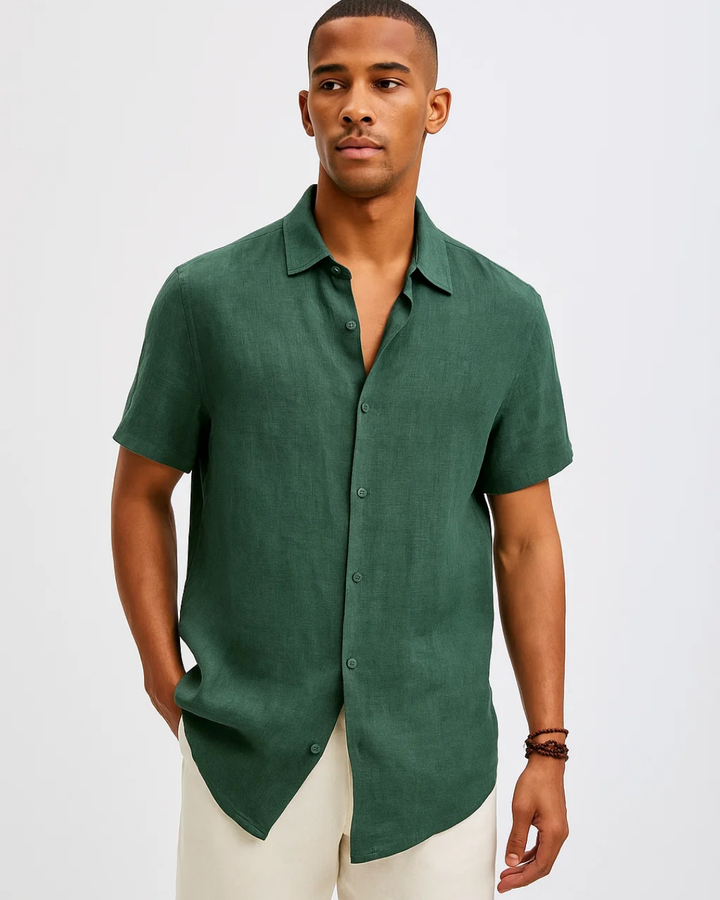 Men's Short Sleeve Casual Button-Down Shirt