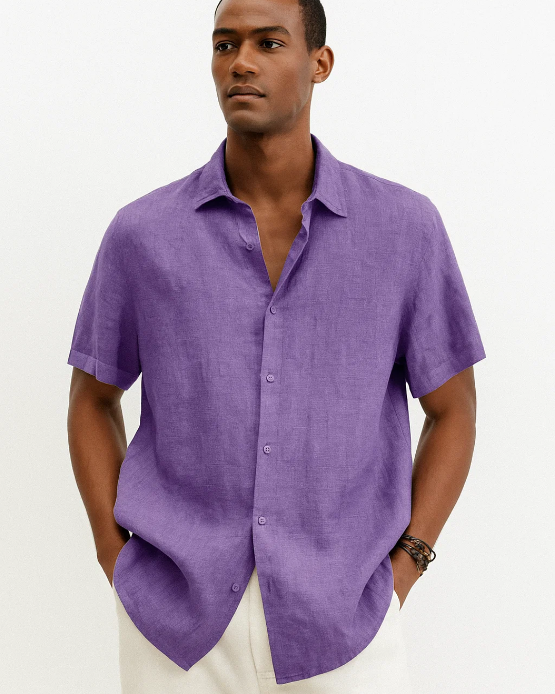Men's Short Sleeve Casual Button-Down Shirt