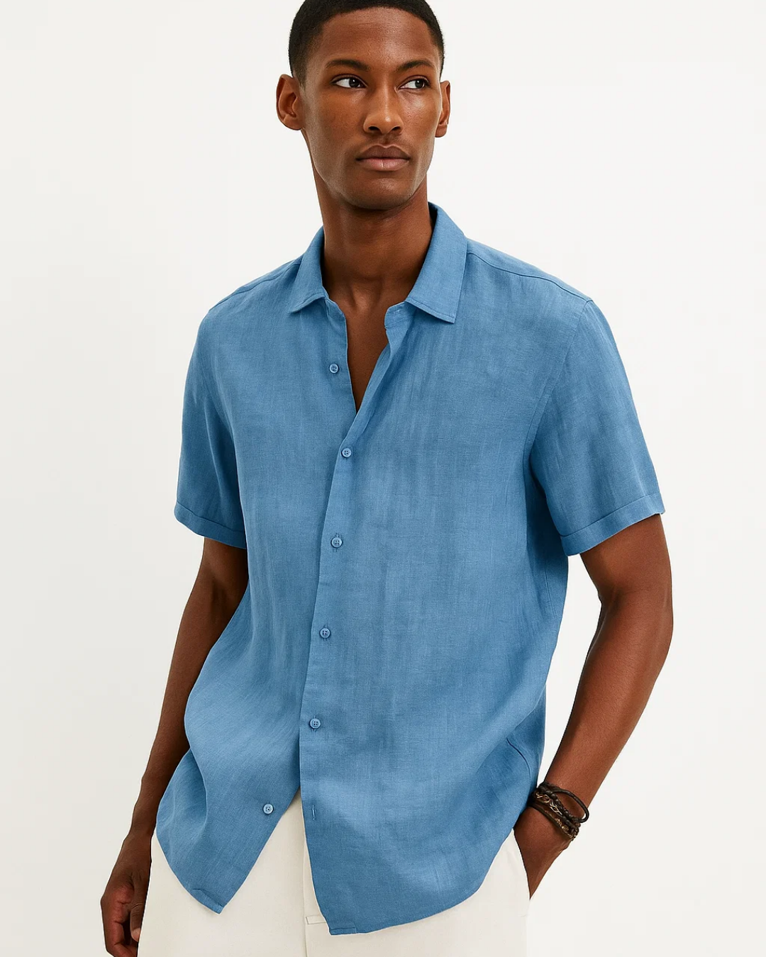 Men's Short Sleeve Casual Button-Down Shirt