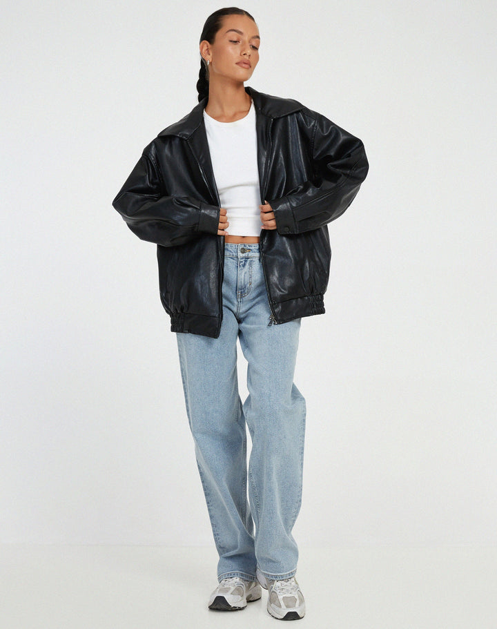 Liza | Loose Leather Jacket